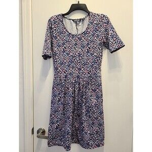 Lands End Women Size XSmall 2-4 Dress Blue Pink Floral Printed Waist 14 "